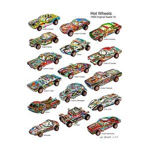 Hot Wheels Sweet 16 Redline Car Racing Poster Print Wall Art 13x19